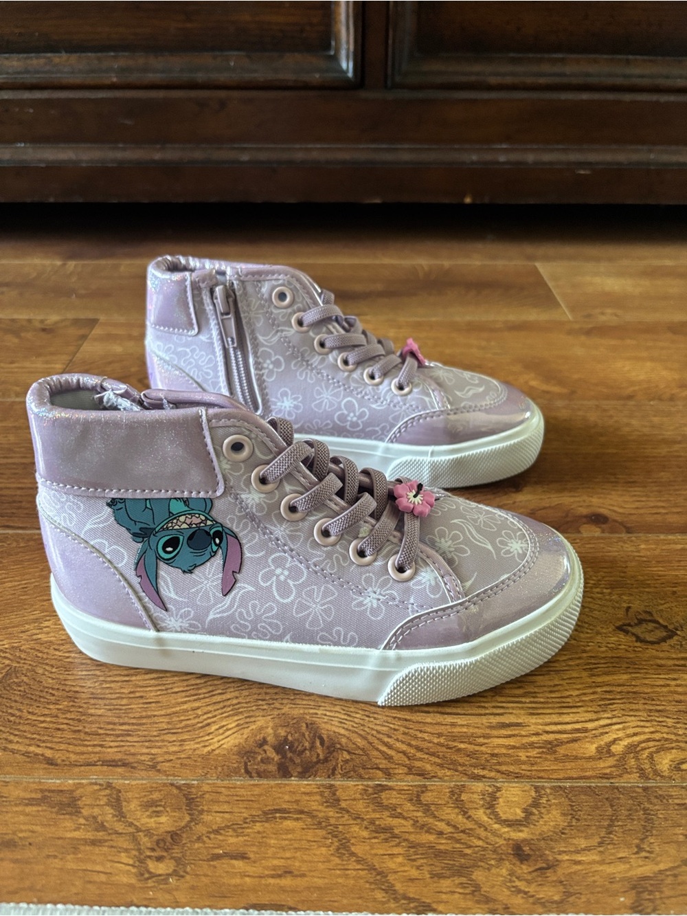 Kids High-Top Sneakers with Stitch Graphic - Pink size 1